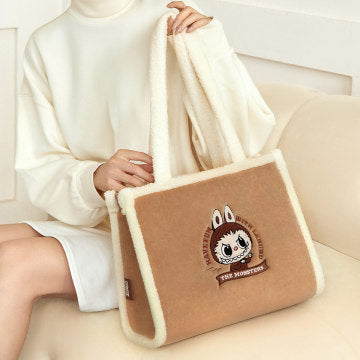 Classic Bag Series- LABUBU Plush Tote Bag (Brown)